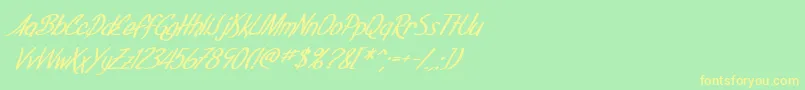 Czcionka SF Foxboro Script Bold Italic – żółte czcionki na zielonym tle