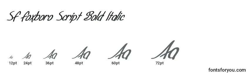 Tamanhos de fonte SF Foxboro Script Bold Italic