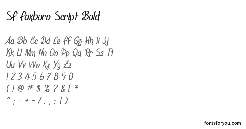 Fuente SF Foxboro Script Bold - alfabeto, números, caracteres especiales