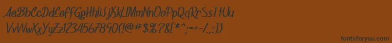 フォントSF Foxboro Script Bold – 黒い文字が茶色の背景にあります