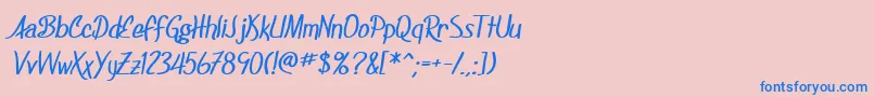 SF Foxboro Script Boldフォントについての詳細 フォントSF Foxboro Script Bold – ピンクの背景に青い文字