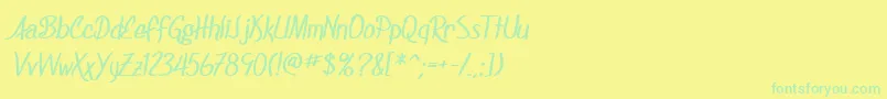 SF Foxboro Script Bold-Schriftart – Grüne Schriften auf gelbem Hintergrund