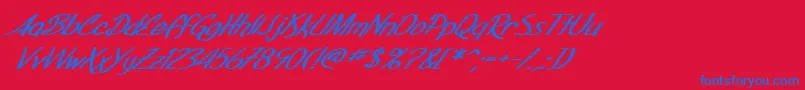 SF Foxboro Script Extended Bold Italic Font – Blue Fonts on Red Background