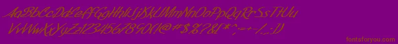 fuente SF Foxboro Script Extended Bold Italic – Fuentes Marrones Sobre Fondo Morado