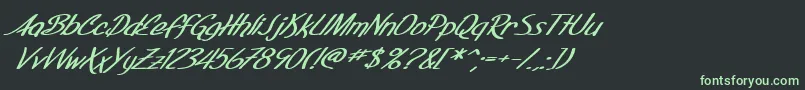 Fonte SF Foxboro Script Extended Bold Italic – fontes verdes em um fundo preto