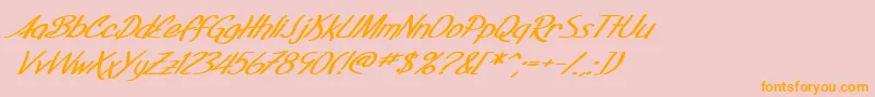 Police SF Foxboro Script Extended Bold Italic – polices orange sur fond rose