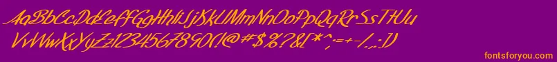 SF Foxboro Script Extended Bold Italic Font – Orange Fonts on Purple Background