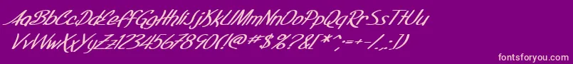 SF Foxboro Script Extended Bold Italic Font – Pink Fonts on Purple Background