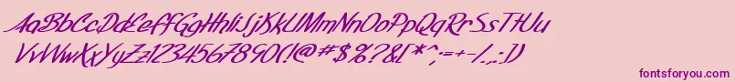 fuente SF Foxboro Script Extended Bold Italic – Fuentes Moradas Sobre Fondo Rosa