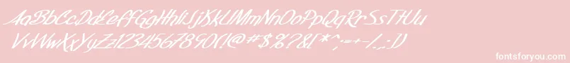 Fonte SF Foxboro Script Extended Bold Italic – fontes brancas em um fundo rosa