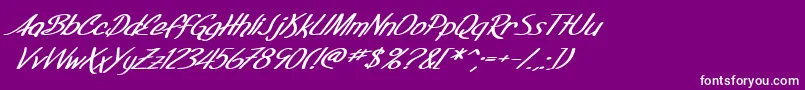 fuente SF Foxboro Script Extended Bold Italic – Fuentes Blancas Sobre Fondo Morado