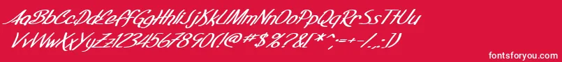 フォントSF Foxboro Script Extended Bold Italic – 赤い背景に白い文字