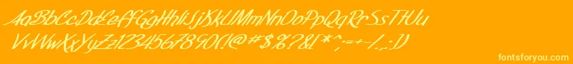 SF Foxboro Script Extended Bold Italic Font – Yellow Fonts on Orange Background