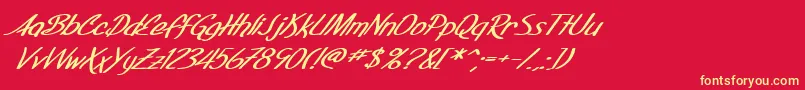 SF Foxboro Script Extended Bold Italic Font – Yellow Fonts on Red Background