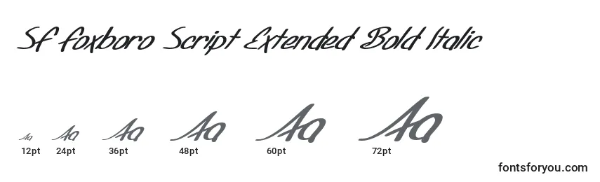 Tamanhos de fonte SF Foxboro Script Extended Bold Italic
