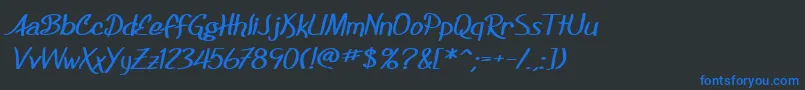 SF Foxboro Script Extended Bold Font – Blue Fonts on Black Background