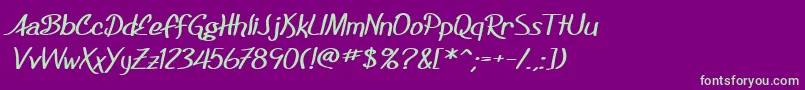 SF Foxboro Script Extended Bold Font – Green Fonts on Purple Background