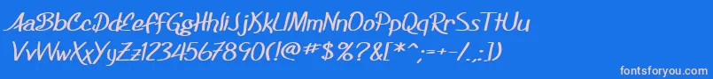 SF Foxboro Script Extended Bold Font – Pink Fonts on Blue Background