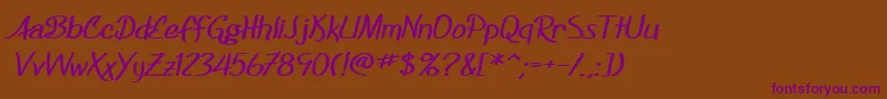SF Foxboro Script Extended Bold Font – Purple Fonts on Brown Background