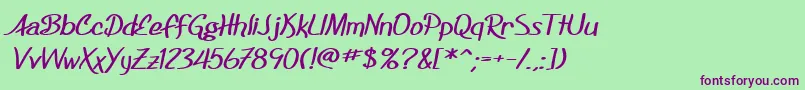 SF Foxboro Script Extended Bold Font – Purple Fonts on Green Background