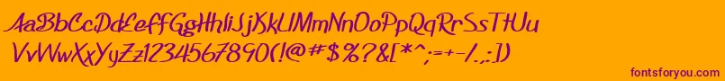 SF Foxboro Script Extended Bold Font – Purple Fonts on Orange Background