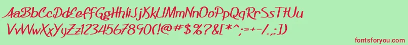 SF Foxboro Script Extended Bold Font – Red Fonts on Green Background