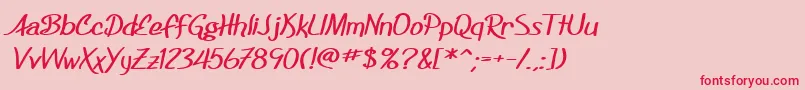 SF Foxboro Script Extended Bold-Schriftart – Rote Schriften auf rosa Hintergrund