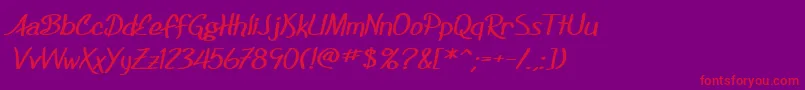 SF Foxboro Script Extended Bold Font – Red Fonts on Purple Background