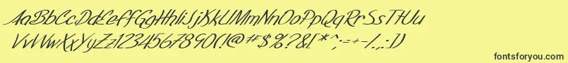 Police SF Foxboro Script Extended Italic – polices noires sur fond jaune