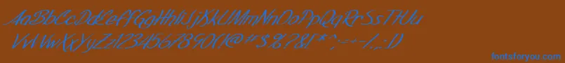 SF Foxboro Script Extended Italic Font – Blue Fonts on Brown Background