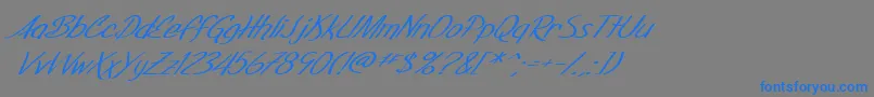 フォントSF Foxboro Script Extended Italic – 灰色の背景に青い文字
