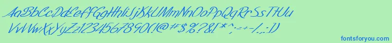 SF Foxboro Script Extended Italic Font – Blue Fonts on Green Background