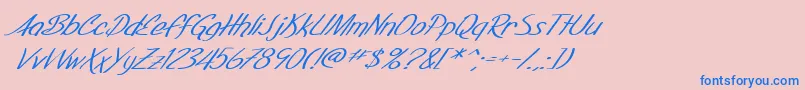 SF Foxboro Script Extended Italic Font – Blue Fonts on Pink Background
