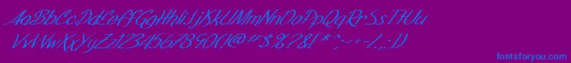 SF Foxboro Script Extended Italic Font – Blue Fonts on Purple Background