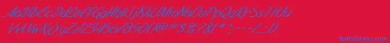 フォントSF Foxboro Script Extended Italic – 赤い背景に青い文字