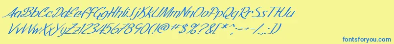 SF Foxboro Script Extended Italic Font – Blue Fonts on Yellow Background