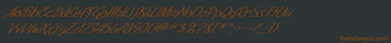 Fonte SF Foxboro Script Extended Italic – fontes marrons em um fundo preto