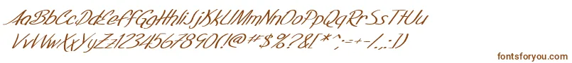 フォントSF Foxboro Script Extended Italic – 白い背景に茶色のフォント