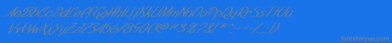 SF Foxboro Script Extended Italic Font – Gray Fonts on Blue Background