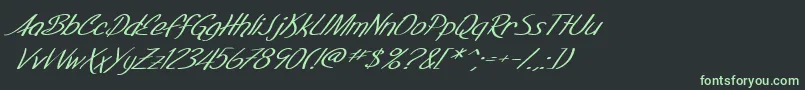 SF Foxboro Script Extended Italic Font – Green Fonts on Black Background