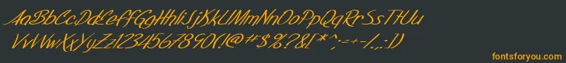 Czcionka SF Foxboro Script Extended Italic – pomarańczowe czcionki na czarnym tle