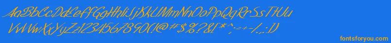 SF Foxboro Script Extended Italic Font – Orange Fonts on Blue Background