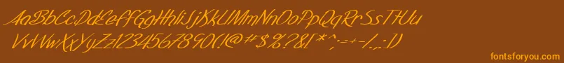 Police SF Foxboro Script Extended Italic – polices orange sur fond brun