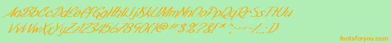 SF Foxboro Script Extended Italic Font – Orange Fonts on Green Background