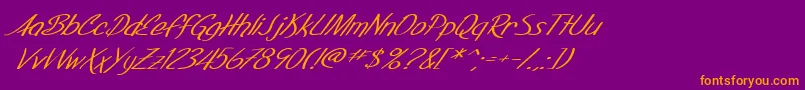 SF Foxboro Script Extended Italic Font – Orange Fonts on Purple Background