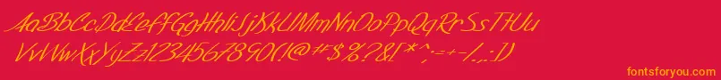 Шрифт SF Foxboro Script Extended Italic – оранжевые шрифты на красном фоне