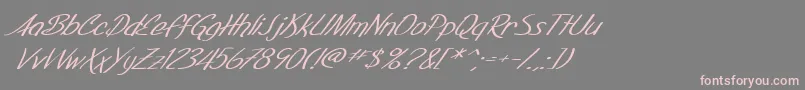 Czcionka SF Foxboro Script Extended Italic – różowe czcionki na szarym tle