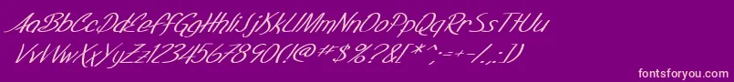 SF Foxboro Script Extended Italic Font – Pink Fonts on Purple Background