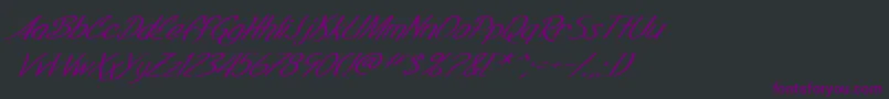 SF Foxboro Script Extended Italic Font – Purple Fonts on Black Background