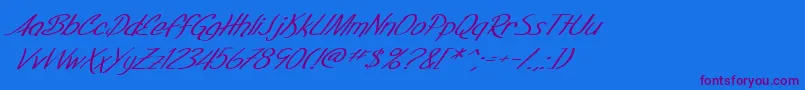 SF Foxboro Script Extended Italic Font – Purple Fonts on Blue Background